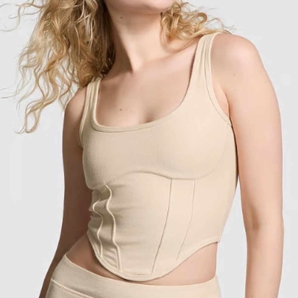 Pink THE CINCHED PIQUÉ CORSET TOP New with tag Canvas color Size M